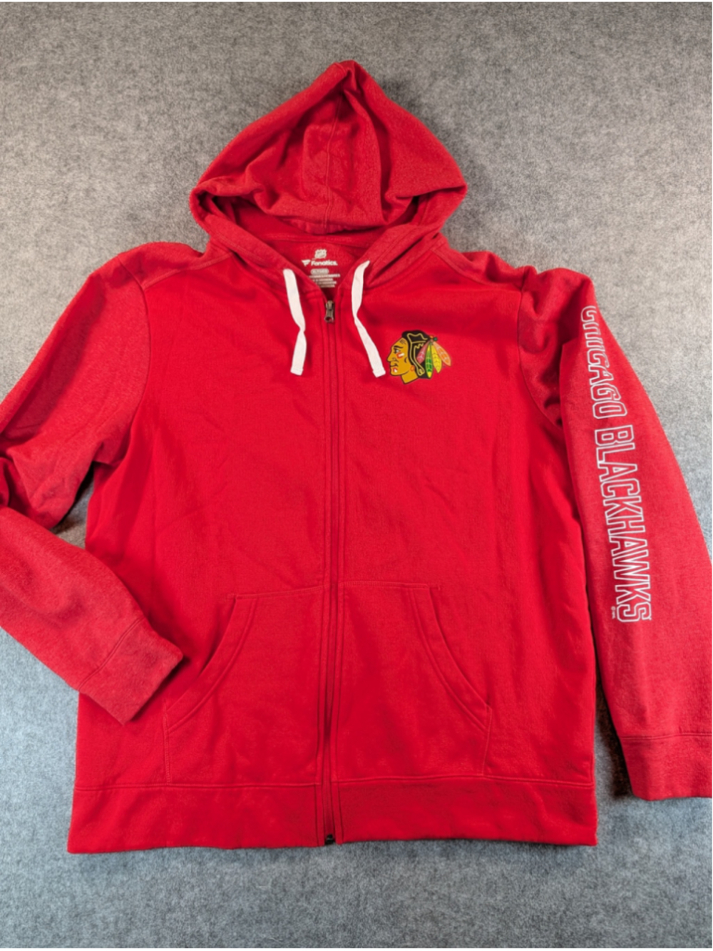 Fanatics Chicago Blackhawks Mens XL Full Zip NHL Hoodie Sweatshirt Red White NEW